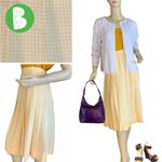 VINTAGE 1980'S YELLOW AND WHITE GINGHAM PRINT PLEATED A Photo 1