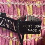 ZARA Sz L Pink & Yellow Polka Dot Smocked Sun Dress Ruffle Trim Photo 5