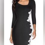 HOMEYEE Women Elegant Lace Side Office Asymmetrical Party Business Dress Small Red Photo 1