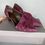 COCLICO Women's Burgundy Suede D'Orsay Pointed Toe Block Heel Shoes Size 36 Purple Photo 0