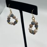 1.5” Gold Tone Beaded Earth Tone Boho Drop Earrings Gold Photo 3