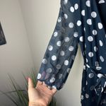 Charles Henry BRAND NEW Navy Polka Dot Wrap Dress Size Large Sheer Long Sleeves Photo 2