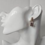 Rose Gold Padlock Huggie Style Earrings Pink Photo 2