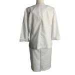 Buttons T Milano 2 pc Top Pencil Skirt Set 14 White V Neck Cuffed Sleeve Zip Photo 4