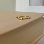 Thin Gold Diamond Abstract Ring “Lyra” 8 Minimal Eclectic Unique Whimsigoth Photo 1