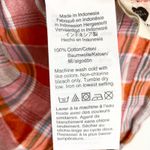 Madewell  Plaid Shirred Neck Boxy Top Cotton Short Sleeve Orange Oversized XXS Photo 6