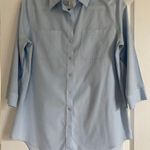 Chico’s Button down Shirt 3/4 length sleeve. Size 0 Blue Photo 10