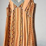 Sundance  Slip Dress Silk Sleeveless Orange Tribal Aztec Boho Print Size 16 Midi Photo 2