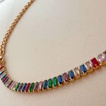 18K Gold Plated Cuban Chain Necklace Multi Cubic Zirconia Womens Jewelry Photo 3