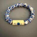 Blue and White Ceramic Porcelain Beaded Bracelets Lot of 2 Photo 2