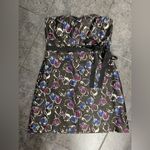 American Eagle 🩵 Outfitters Shimmer Floral Tube Top Party Dress Size 4 Photo 1