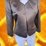 Tahari Arthur Levine Luxe Bronze Open Front Collarless Blazer Size 4 Photo 0