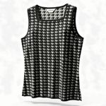 Misook  Black White Houndstooth Sleeveless Knit Tank Top Small Photo 1