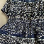 Vintage 90’s floral mosaic pleated button maxi shirt dress boho coastal Blue Size 8 Photo 4