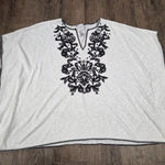 Chico's Black White Batwing Sleeve Contrast Embroidered Poncho Top L/XL Size L Photo 0