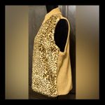 Faux fur animal pattern sweater vest. Size medium. Brown Photo 1