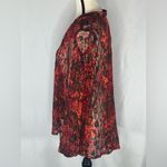 Free People  Sheer Lace Blouse XS Oversized Floral Burgundy Rust Orange V-Neck Photo 1