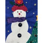 VTG Handmade Womens Christmas Vest Santa Snowman Tree Appliques Holiday Fun Sz L Blue Size L Photo 9