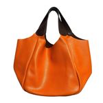 Cruciani Calfskin Leather Milano City Bucket Bag Tote Orange Boho Suede Luxury Photo 2