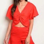 These Three Boutique Red Two Piece Shorts Set Photo 0