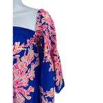 Lilly Pulitzer Off Shoulder Blue Pink Floral Bell Sleeve Silk Short Dress S Photo 3