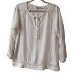 prAna  blouse white w/open work detail sz Large Photo 0