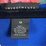 Investments Blue Floral Accents Long Sleeves V-Neck Shirttail Sweater, Size 1X Photo 2