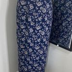 VNTG 90s FLORAL SILK MAXI SKIRT NAVY WITH CREAM FLOWERS PRINTED ALL OVER LINED Blue Size M Photo 0