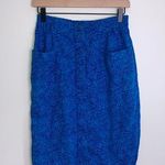 Diane Gilman 100% Linen Button Front Skirt Tropical Print Blue Women's Medium Photo 0
