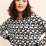 Maeve  by Anthropologie Heart Print Boat Neck Sweater Black & White Size Photo 0