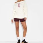 Wild Fable  Womens Off Duty Ballet Slippers Sweatshirt Cream Boat Neck Size L Photo 3