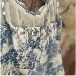 Commense Floral Print Ruffle Hem Knotted Short Dress size small Blue Photo 4