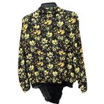 Free People Bodysuit Womens S Black Yellow Floral Intimately Elsa Wrap Plunging Photo 5