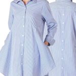 INAE Collection Poplin Woven Long Sleeve Striped Shirt Dress Women's XS Black Photo 1