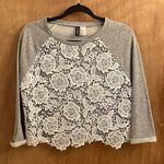 H&M Divided crochet front cropped sweatshirt size small Photo 0