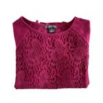 Adrianna Papell  | Burgundy Floral Crew Neck Sweater Photo 2