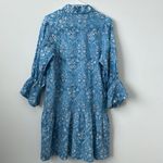 Michelle Farmer 100% Cotton Blue Floral Printed Mini Dress Size: M Size M Photo 4