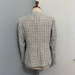 ZARA  New Women Luxury Ecru Black Fitted Textured Round Collar Blazer Size L Photo 3