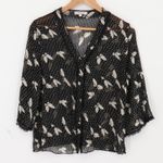 Vintage Claudia Richard Black Sheer Butterfly Print Button Top Fairy Y2K Size PM Photo 0