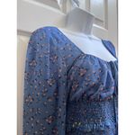 Free People Lolita Blue Smocked Milkmaid Boho Floral Print Crop Top Size Medium Photo 4