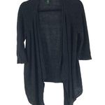 Ralph Lauren Cardigan Sweater Open Front 3/4 Sleeve Asymmetric Linen Black S Photo 0