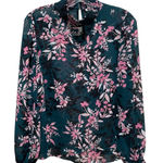 Bar III Floral Sheer Mock Neck Blouse Teal Pink Women’s Size Medium NWT Photo 0