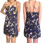 Paper Heart  Blue Black Yellow White Geometric Criss Cross Spaghetti Strap Dress Photo 1