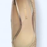 Audrey Brooke Silver Glittery Rhinestone Open Toe Textured Heels  8 Photo 0