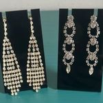 Wedding Prom Formal Gold and Silver Sparkling Rhinestone Dangle Drop Earrings Photo 0