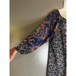 CHAPS  Shirt Womens Medium Blue Paisley Boho Tunic Top 3/4 Sleeve Lightweight Photo 3