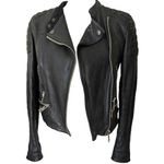 Burberry Brit Biker Jacket in Black Lambskin Leather Size 4 Photo 3