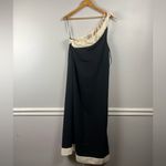 Abercrombie & Fitch New  One-Shoulder Scarf Midi Dress black cream size Pet Small Photo 1
