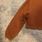 Cropped Ribbed Long Sleeved Lightweight Sweater Orange Size M Photo 2