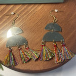 Park Lane  Gold and Silver Earrings with Colorful Tassels Photo 0